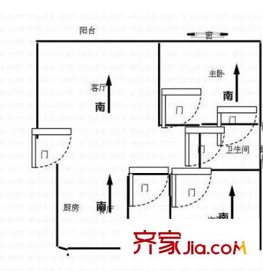 梅里公寓戶型圖戶型圖 2室2廳1衛(wèi)1廚