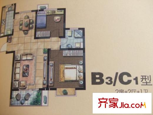 善景園  戶型圖 3室2廳1衛(wèi)