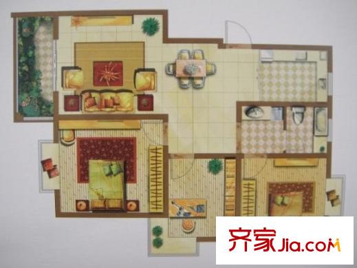 善景園  戶型圖 3室2廳1衛(wèi)
