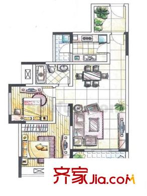秦都大廈 2室 戶型圖