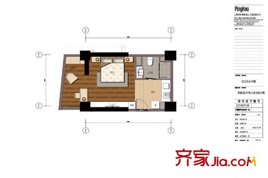 巴比倫國際廣場14#C戶型平面圖 1室1廳1衛(wèi)1廚