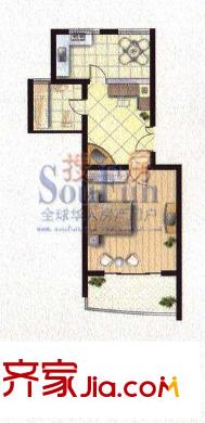 浦園一期 3# C2型（已售完） 1室2廳1衛(wèi)