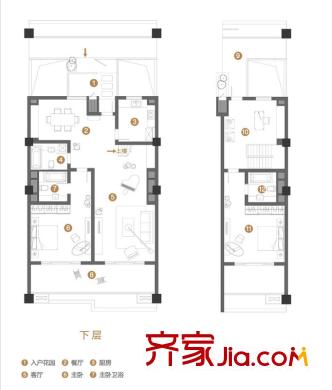 中信太湖城戶型圖36#空中院墅B戶型 3室2廳3衛(wèi)1廚