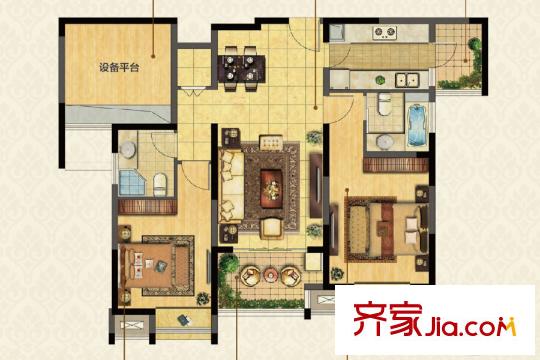可逸蘭亭20號(hào)樓J2戶(hù)型109平方米 2室2廳2衛(wèi)1廚