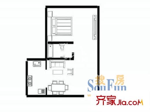 石路中心廣場戶型圖戶型圖 1室1廳1衛(wèi)1廚