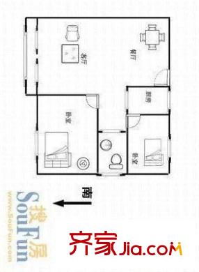 康居新江南  戶型圖 2室1廳1衛(wèi)