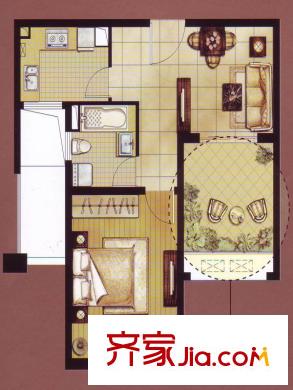 中星?外灘印象花園戶型圖外灘印象花園 戶型圖 1室2廳1衛(wèi)1廚