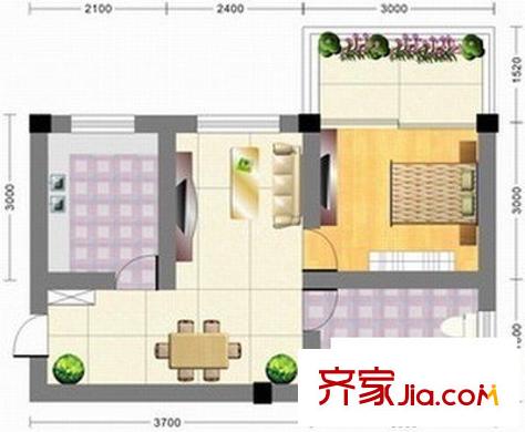 石路中心廣場戶型圖戶型圖 1室1廳1衛(wèi)1廚