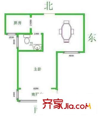 昆山 水岸花園 戶(hù)型圖 1室1廳1衛(wèi)