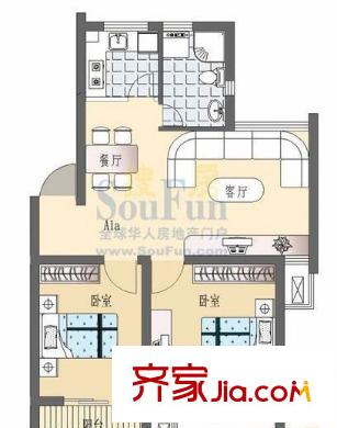 江陵小區(qū)戶型圖戶型圖 2室2廳1衛(wèi)1廚