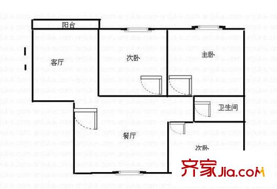 江陵小區(qū)戶型圖戶型圖 3室2廳1衛(wèi)1廚