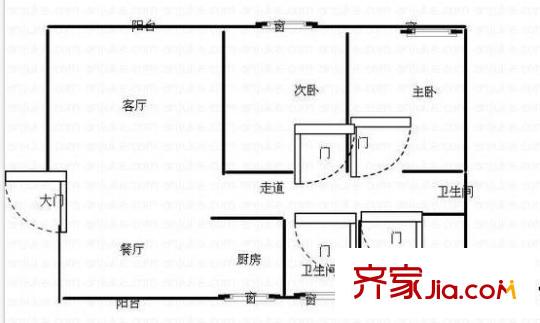 江陵小區(qū)戶型圖戶型圖 3室2廳2衛(wèi)1廚