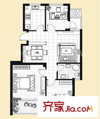 錦溪花園 戶型圖  2室2廳1衛(wèi)
