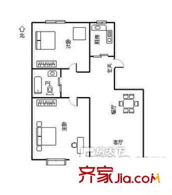  錦溪花園 戶型圖   2室2廳1衛(wèi)