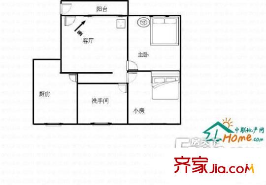 錦溪花園 戶型圖  2室1廳1衛(wèi)