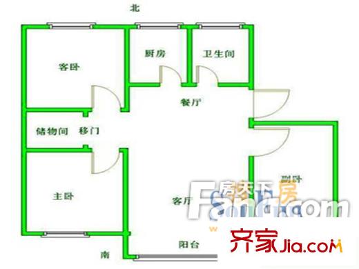 昆山 成峰商苑 戶型圖 3室2廳1衛(wèi)