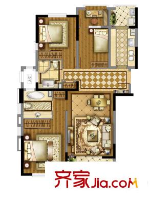 華城美地?南岸一期6#、7#、8#、9#樓B戶型 3室2廳2衛(wèi)1廚
