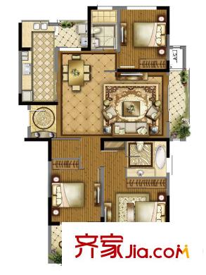 華城美地?南岸一期6#、7#、8#、9#樓C戶型 3室2廳2衛(wèi)1廚
