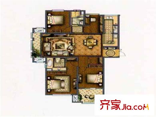 華城美地?南岸二期4#樓J戶型  3室2廳2衛(wèi)1廚