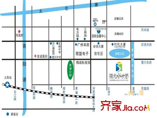 陽光水世界區(qū)位圖