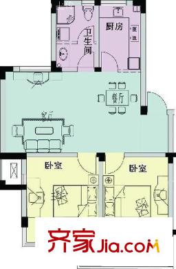 航運新村戶型圖戶型圖 2室1廳1衛(wèi)1廚