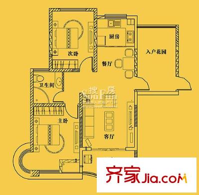 陽(yáng)光水世界多維小高層戶(hù)型圖(一) 2室2廳1衛(wèi)