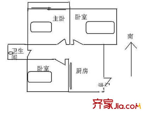 航運新村戶型圖戶型圖 3室1廳1衛(wèi)1廚