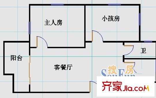 航運新村戶型圖戶型圖 2室1廳1衛(wèi)1廚