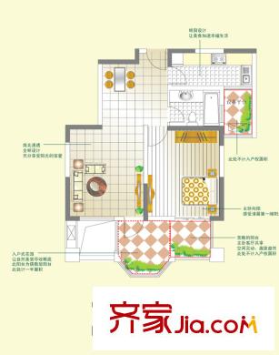 弘景灣戶(hù)型圖一期4#7#標(biāo)準(zhǔn)層G戶(hù)型 1室2廳1衛(wèi)1廚