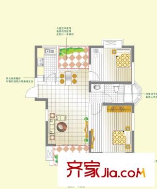 弘景灣戶(hù)型圖一期5#6#標(biāo)準(zhǔn)層J戶(hù)型 2室2廳1衛(wèi)1廚