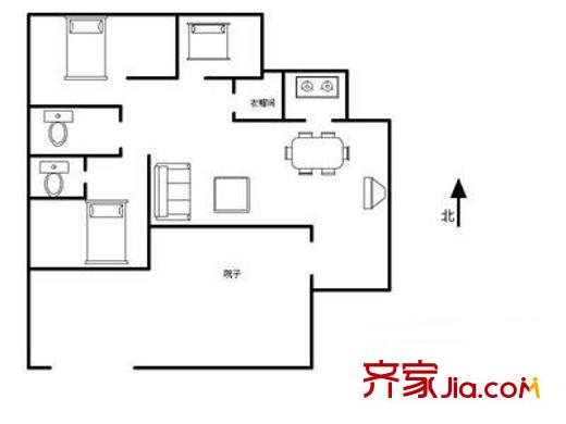 遠洋花園 3室 戶型圖