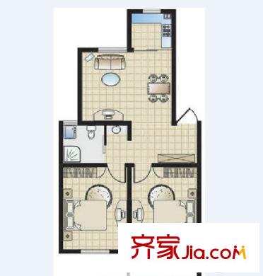 華強(qiáng)陽光都城  戶型圖 2室2廳1衛(wèi)