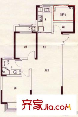 花橋裕花園D戶型 2室2廳1衛(wèi)1廚