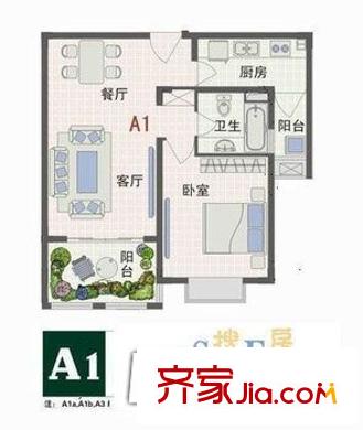 美田青春花園公寓戶型圖戶型圖 1室1廳1衛(wèi)1廚