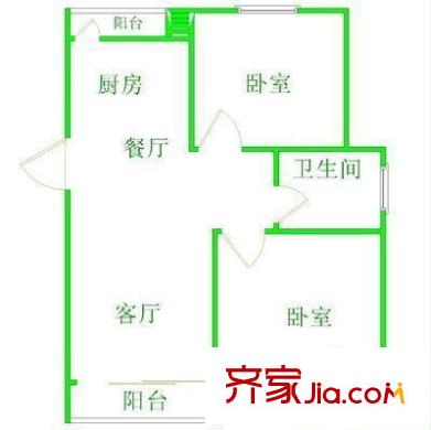 湖濱華城富貴苑戶型圖戶型圖 2室2廳1衛(wèi)1廚