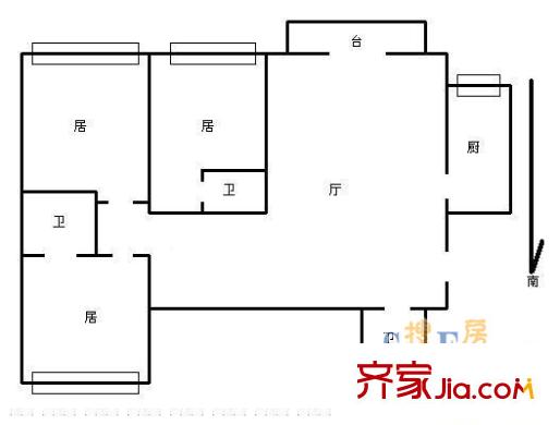 金藏?；▓@戶型圖戶型圖 3室1廳2衛(wèi)1廚