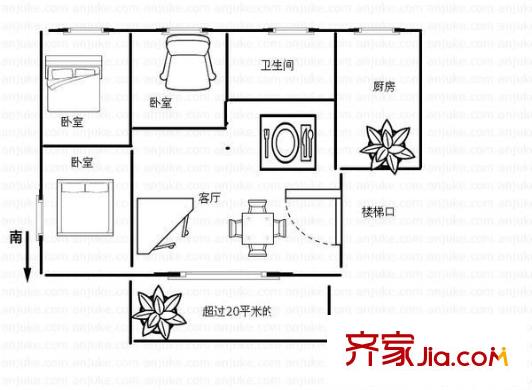 太湖之春戶型圖戶型圖 3室1廳1衛(wèi)1廚