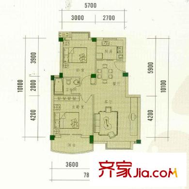太湖之春戶型圖戶型圖 2室2廳1衛(wèi)1廚