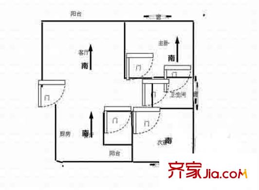 吳越祥庭戶型圖戶型圖 2室1廳1衛(wèi)1廚
