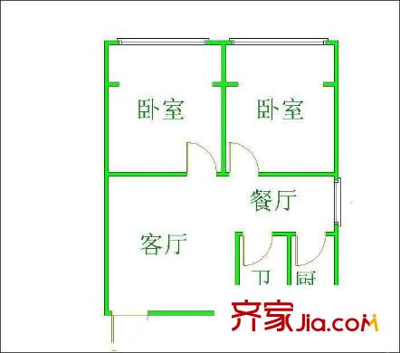 金藏?；▓@戶型圖戶型圖 2室2廳1衛(wèi)1廚