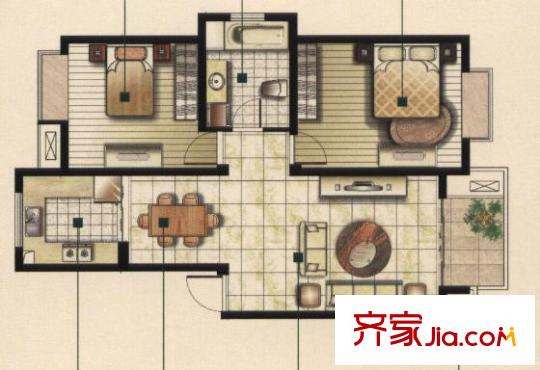 太湖之春戶型圖戶型圖 2室1廳1衛(wèi)1廚
