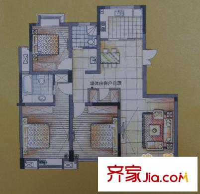 吳越祥庭戶型圖戶型圖 3室2廳2衛(wèi)1廚