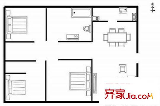 長盛花園戶型圖戶型圖 3室2廳1衛(wèi)1廚