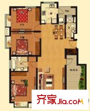 昆山 茗景苑 戶型圖 3室2廳2衛(wèi)