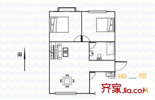 昆山 茗景苑 戶型圖 2室1廳1衛(wèi)