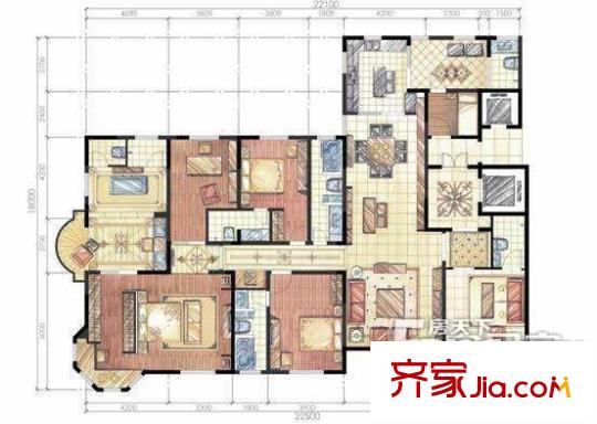 昆山 茗景苑 戶型圖 4室3廳2衛(wèi)