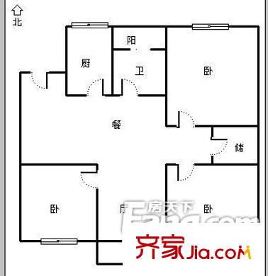 昆山 茗景苑 戶型圖 3室2廳1衛(wèi)