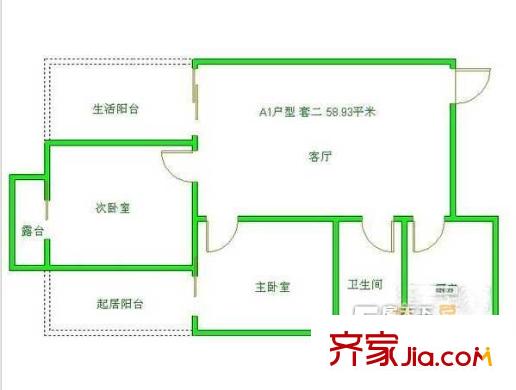 昆山 茗景苑 戶型圖 2室1廳1衛(wèi)
