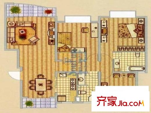 長盛花園戶型圖戶型圖 3室2廳2衛(wèi)1廚