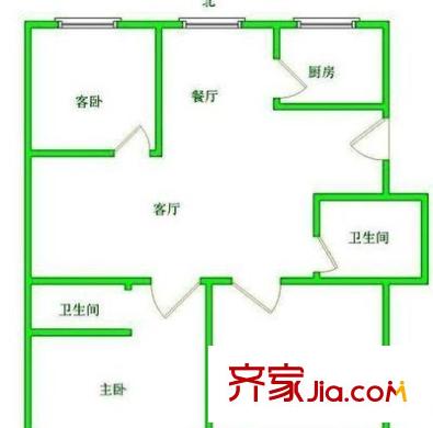 長盛花園戶型圖戶型圖 3室2廳1衛(wèi)1廚